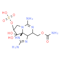 ChemSpider 2D Image | [(10aR)-2,6-Diamino-10,10-dihydroxy-9-(sulfooxy)-3a,4,9,10-tetrahydro-1H,8H-pyrrolo[1,2-c]purin-4-yl]methyl carbamate | C10H17N7O8S