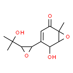 ChemSpider 2D Image | 5-Hydroxy-4-[3-(2-hydroxy-2-propanyl)-2-oxiranyl]-1-methyl-7-oxabicyclo[4.1.0]hept-3-en-2-one | C12H16O5