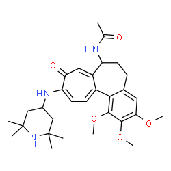 ChemSpider 2D Image | N-{1,2,3-Trimethoxy-9-oxo-10-[(2,2,6,6-tetramethyl-4-piperidinyl)amino]-5,6,7,9-tetrahydrobenzo[a]heptalen-7-yl}acetamide | C30H41N3O5