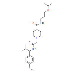 ChemSpider 2D Image | N-(3-Isopropoxypropyl)-1-(2-{[1-(4-methoxyphenyl)-2-methylpropyl]amino}-2-oxoethyl)-4-piperidinecarboxamide | C25H41N3O4