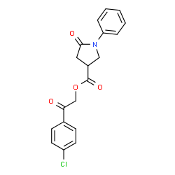 ChemSpider 2D Image | 2-(4-Chlorophenyl)-2-oxoethyl 5-oxo-1-phenyl-3-pyrrolidinecarboxylate | C19H16ClNO4