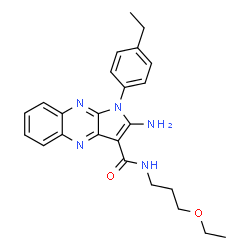 ChemSpider 2D Image | 2-Amino-N-(3-ethoxypropyl)-1-(4-ethylphenyl)-1H-pyrrolo[2,3-b]quinoxaline-3-carboxamide | C24H27N5O2