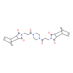 ChemSpider 2D Image | 4,4'-[1,4-Piperazinediylbis(3-oxo-3,1-propanediyl)]bis(4-azatricyclo[5.2.1.0~2,6~]dec-8-ene-3,5-dione) | C28H32N4O6
