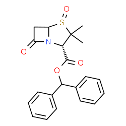 ChemSpider 2D Image | Diphenylmethyl (2S)-3,3-dimethyl-7-oxo-4-thia-1-azabicyclo[3.2.0]heptane-2-carboxylate 4-oxide | C21H21NO4S