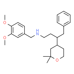 ChemSpider 2D Image | N-(3,4-Dimethoxybenzyl)-3-(2,2-dimethyltetrahydro-2H-pyran-4-yl)-4-phenyl-1-butanamine | C26H37NO3