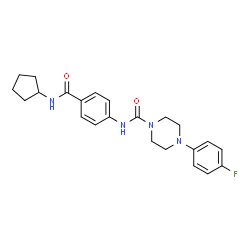 ChemSpider 2D Image | N-[4-(Cyclopentylcarbamoyl)phenyl]-4-(4-fluorophenyl)-1-piperazinecarboxamide | C23H27FN4O2