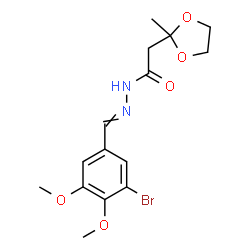 ChemSpider 2D Image | N'-(3-Bromo-4,5-dimethoxybenzylidene)-2-(2-methyl-1,3-dioxolan-2-yl)acetohydrazide | C15H19BrN2O5