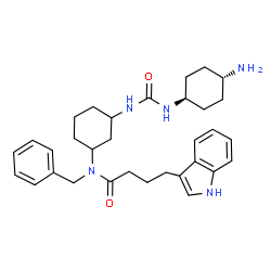 ChemSpider 2D Image | N-(3-{[(trans-4-Aminocyclohexyl)carbamoyl]amino}cyclohexyl)-N-benzyl-4-(1H-indol-3-yl)butanamide | C32H43N5O2