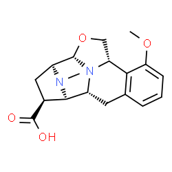 ChemSpider 2D Image | (1R,2R,3S,5S,6S,9S)-11-Methoxy-18-methyl-7-oxa-17,18-diazapentacyclo[7.7.1.1~2,5~.0~6,17~.0~10,15~]octadeca-10,12,14-triene-3-carboxylic acid | C18H22N2O4