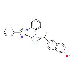 ChemSpider 2D Image | 3-[1-(6-Methoxy-2-naphthyl)ethyl]-11-phenylimidazo[1,2-a][1,2,4]triazolo[3,4-c]quinoxaline | C30H23N5O