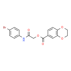 ChemSpider 2D Image | 2-[(4-Bromophenyl)amino]-2-oxoethyl 2,3-dihydro-1,4-benzodioxine-6-carboxylate | C17H14BrNO5