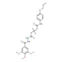 ChemSpider 2D Image | 3,3-Dimethyl-5-oxo-N-(4-propoxyphenyl)-5-[2-(3,4,5-trimethoxybenzoyl)hydrazino]pentanamide | C26H35N3O7