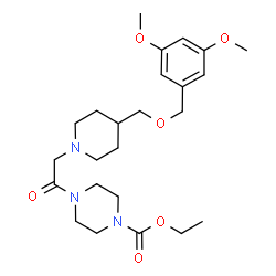 ChemSpider 2D Image | Ethyl 4-[(4-{[(3,5-dimethoxybenzyl)oxy]methyl}-1-piperidinyl)acetyl]-1-piperazinecarboxylate | C24H37N3O6