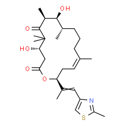 ChemSpider 2D Image | (4S,7S,8S,9S,13Z,16S)-4,8-Dihydroxy-5,5,7,9,13-pentamethyl-16-[1-(2-methyl-1,3-thiazol-4-yl)-1-propen-2-yl]oxacyclohexadec-13-ene-2,6-dione | C27H41NO5S