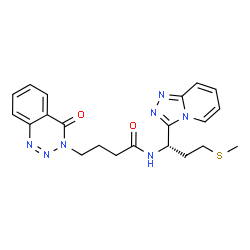 ChemSpider 2D Image | N-[(1S)-3-(Methylsulfanyl)-1-([1,2,4]triazolo[4,3-a]pyridin-3-yl)propyl]-4-(4-oxo-1,2,3-benzotriazin-3(4H)-yl)butanamide | C21H23N7O2S