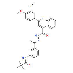 ChemSpider 2D Image | N-[3-(N-{[2-(3,4-Dimethoxyphenyl)-4-quinolinyl]carbonyl}ethanehydrazonoyl)phenyl]-2,2-dimethylpropanamide | C31H32N4O4