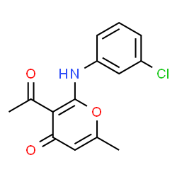 ChemSpider 2D Image | 3-Acetyl-2-[(3-chlorophenyl)amino]-6-methyl-4H-pyran-4-one | C14H12ClNO3