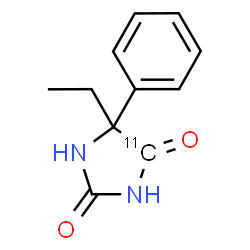ChemSpider 2D Image | 5-Ethyl-5-phenyl-2,4-(4-~11~C)imidazolidinedione | C1011CH12N2O2