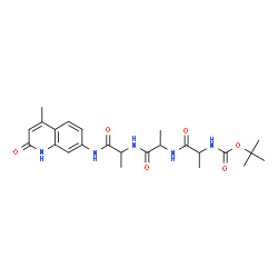 ChemSpider 2D Image | N-{[(2-Methyl-2-propanyl)oxy]carbonyl}alanylalanyl-N-(4-methyl-2-oxo-1,2-dihydro-7-quinolinyl)alaninamide | C24H33N5O6