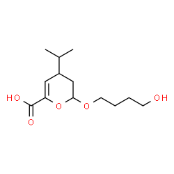 ChemSpider 2D Image | 2-(4-Hydroxybutoxy)-4-isopropyl-3,4-dihydro-2H-pyran-6-carboxylic acid | C13H22O5