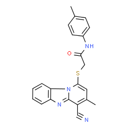 ChemSpider 2D Image | 2-[(4-Cyano-3-methylpyrido[1,2-a]benzimidazol-1-yl)sulfanyl]-N-(4-methylphenyl)acetamide | C22H18N4OS
