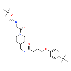 ChemSpider 2D Image | 2-Methyl-2-propanyl (2-{4-[({4-[4-(2-methyl-2-propanyl)phenoxy]butanoyl}amino)methyl]-1-piperidinyl}-2-oxoethyl)carbamate | C27H43N3O5