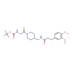 ChemSpider 2D Image | 2-Methyl-2-propanyl {2-[4-({[3-(3,4-dimethoxyphenyl)propanoyl]amino}methyl)-1-piperidinyl]-2-oxoethyl}carbamate | C24H37N3O6
