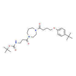 ChemSpider 2D Image | 2-Methyl-2-propanyl [3-(4-{4-[4-(2-methyl-2-propanyl)phenoxy]butanoyl}-1,4-diazepan-1-yl)-3-oxopropyl]carbamate | C27H43N3O5