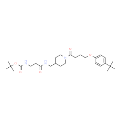 ChemSpider 2D Image | 2-Methyl-2-propanyl (3-{[(1-{4-[4-(2-methyl-2-propanyl)phenoxy]butanoyl}-4-piperidinyl)methyl]amino}-3-oxopropyl)carbamate | C28H45N3O5