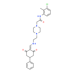 ChemSpider 2D Image | N-(3-Chloro-2-methylphenyl)-2-[4-(2-{[(2,6-dioxo-4-phenylcyclohexylidene)methyl]amino}ethyl)-1-piperazinyl]acetamide | C28H33ClN4O3