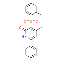 ChemSpider 2D Image | 4-Methyl-3-[(2-methylphenyl)sulfonyl]-6-phenyl-2(1H)-pyridinone | C19H17NO3S