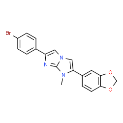 ChemSpider 2D Image | 2-(1,3-Benzodioxol-5-yl)-6-(4-bromophenyl)-1-methyl-1H-imidazo[1,2-a]imidazole | C19H14BrN3O2