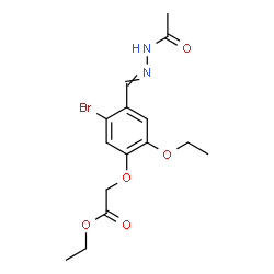ChemSpider 2D Image | Ethyl {4-[(acetylhydrazono)methyl]-5-bromo-2-ethoxyphenoxy}acetate | C15H19BrN2O5