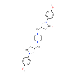 ChemSpider 2D Image | 4,4'-(1,4-Piperazinediyldicarbonyl)bis[1-(4-methoxyphenyl)-2-pyrrolidinone] | C28H32N4O6