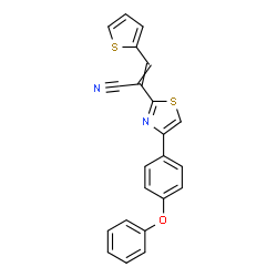 ChemSpider 2D Image | 2-[4-(4-Phenoxyphenyl)-1,3-thiazol-2-yl]-3-(2-thienyl)acrylonitrile | C22H14N2OS2