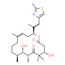 ChemSpider 2D Image | (4S,7R,8S,9S,16S)-4,8-Dihydroxy-5,5,7,9,13-pentamethyl-16-[1-(2-methyl-1,3-thiazol-4-yl)-1-propen-2-yl]oxacyclohexadec-13-ene-2,6-dione | C27H41NO5S