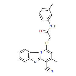 ChemSpider 2D Image | 2-[(4-Cyano-3-methylpyrido[1,2-a]benzimidazol-1-yl)sulfanyl]-N-(3-methylphenyl)acetamide | C22H18N4OS