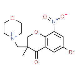 ChemSpider 2D Image | 4-[(6-Bromo-3-methyl-8-nitro-4-oxo-3,4-dihydro-2H-chromen-3-yl)methyl]morpholin-4-ium | C15H18BrN2O5