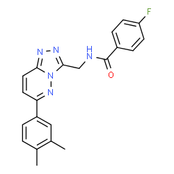 ChemSpider 2D Image | N-{[6-(3,4-Dimethylphenyl)[1,2,4]triazolo[4,3-b]pyridazin-3-yl]methyl}-4-fluorobenzamide | C21H18FN5O