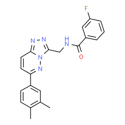 ChemSpider 2D Image | N-{[6-(3,4-Dimethylphenyl)[1,2,4]triazolo[4,3-b]pyridazin-3-yl]methyl}-3-fluorobenzamide | C21H18FN5O