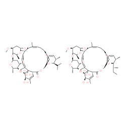ChemSpider 2D Image | (1'R,2S,4'S,5S,6R,8'R,10'Z,12'S,13'S,14'Z,16'Z,20'R,21'R,24'S)-21',24'-Dihydroxy-6-isopropyl-5,11',13',22'-tetramethyl-2'-oxo-5,6-dihydrospiro[pyran-2,6'-[3,7,19]trioxatetracyclo[15.6.1.1~4,8~.0~20,24
~]pentacosa[10,14,16,22]tetraen]-12'-yl 2,6-dideoxy-4-O-(2,6-dideoxy-3-O-methyl-alpha-L-arabino-hexopyranosyl)-3-O-methyl-alpha-L-arabino-hexopyranoside - (1'R,2S,4'S,5S,6R,8'R,10'Z,12'S,13'S,14'Z,16'
Z,20'R,21'R,24'S)-6-[(2S)-2-butanyl]-21',24'-dihydroxy-5,11',13',22'-tetramethyl-2'-oxo-5,6-dihydrospiro[pyran-2,6'-[3,7,19]trioxatetracyclo[15.6.1.1~4,8~.0~20,24~]pentacosa[10,14,16,22]tetraen]-12'-y
l 2,6-dideoxy-4-O-(2,6-dideoxy-3-O-methyl-alpha-L-arabino-hexopyranosyl)-3-O-methyl-alpha-L-arabino-hexopyranoside (1:1) | C95H142O28