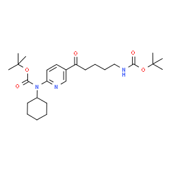 ChemSpider 2D Image | 2-Methyl-2-propanyl cyclohexyl{5-[5-({[(2-methyl-2-propanyl)oxy]carbonyl}amino)pentanoyl]-2-pyridinyl}carbamate | C26H41N3O5