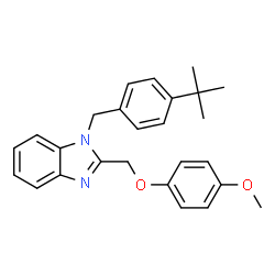 ChemSpider 2D Image | 1-(4-tert-Butylbenzyl)-2-[(4-methoxyphenoxy)methyl]-1H-benzimidazole | C26H28N2O2