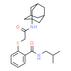 ChemSpider 2D Image | 2-{[2-(Adamantan-1-ylamino)-2-oxoethyl]sulfanyl}-N-isobutylbenzamide | C23H32N2O2S