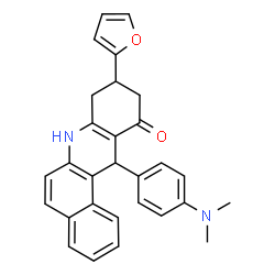 ChemSpider 2D Image | 12-[4-(Dimethylamino)phenyl]-9-(2-furyl)-8,9,10,12-tetrahydrobenzo[a]acridin-11(7H)-one | C29H26N2O2