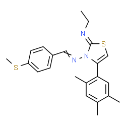 ChemSpider 2D Image | (2Z)-N-Ethyl-3-{[4-(methylsulfanyl)benzylidene]amino}-4-(2,4,5-trimethylphenyl)-1,3-thiazol-2(3H)-imine | C22H25N3S2