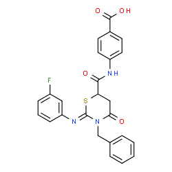 ChemSpider 2D Image | 4-[({(2Z)-3-Benzyl-2-[(3-fluorophenyl)imino]-4-oxo-1,3-thiazinan-6-yl}carbonyl)amino]benzoic acid | C25H20FN3O4S