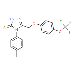 ChemSpider 2D Image | 4-(4-Methylphenyl)-5-{[4-(trifluoromethoxy)phenoxy]methyl}-2,4-dihydro-3H-1,2,4-triazole-3-thione | C17H14F3N3O2S