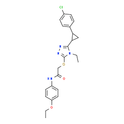 ChemSpider 2D Image | 2-({5-[2-(4-Chlorophenyl)cyclopropyl]-4-ethyl-4H-1,2,4-triazol-3-yl}sulfanyl)-N-(4-ethoxyphenyl)acetamide | C23H25ClN4O2S
