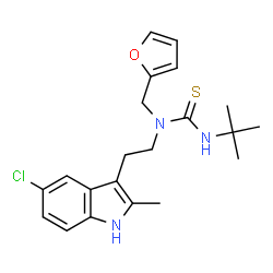 ChemSpider 2D Image | 1-[2-(5-Chloro-2-methyl-1H-indol-3-yl)ethyl]-1-(2-furylmethyl)-3-(2-methyl-2-propanyl)thiourea | C21H26ClN3OS